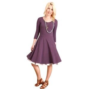 NWT Matilda Jane Queen of Hearts Purple Fit & Flare Dress Pink Ruffled Skirt